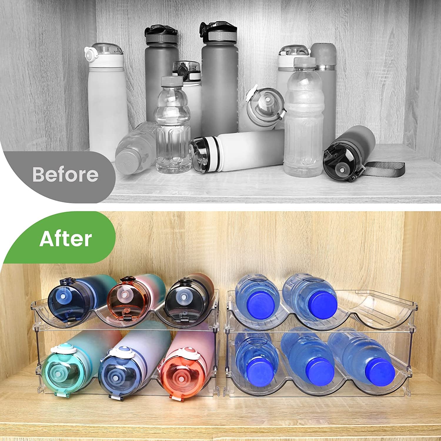 Stackable Water Bottle Organizer | 2-Pack