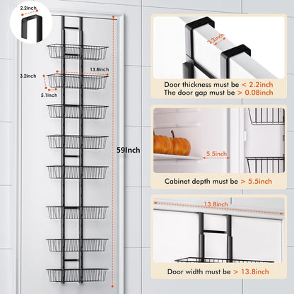 over the Door Pantry Organizer Adjustable, 8 Tiers