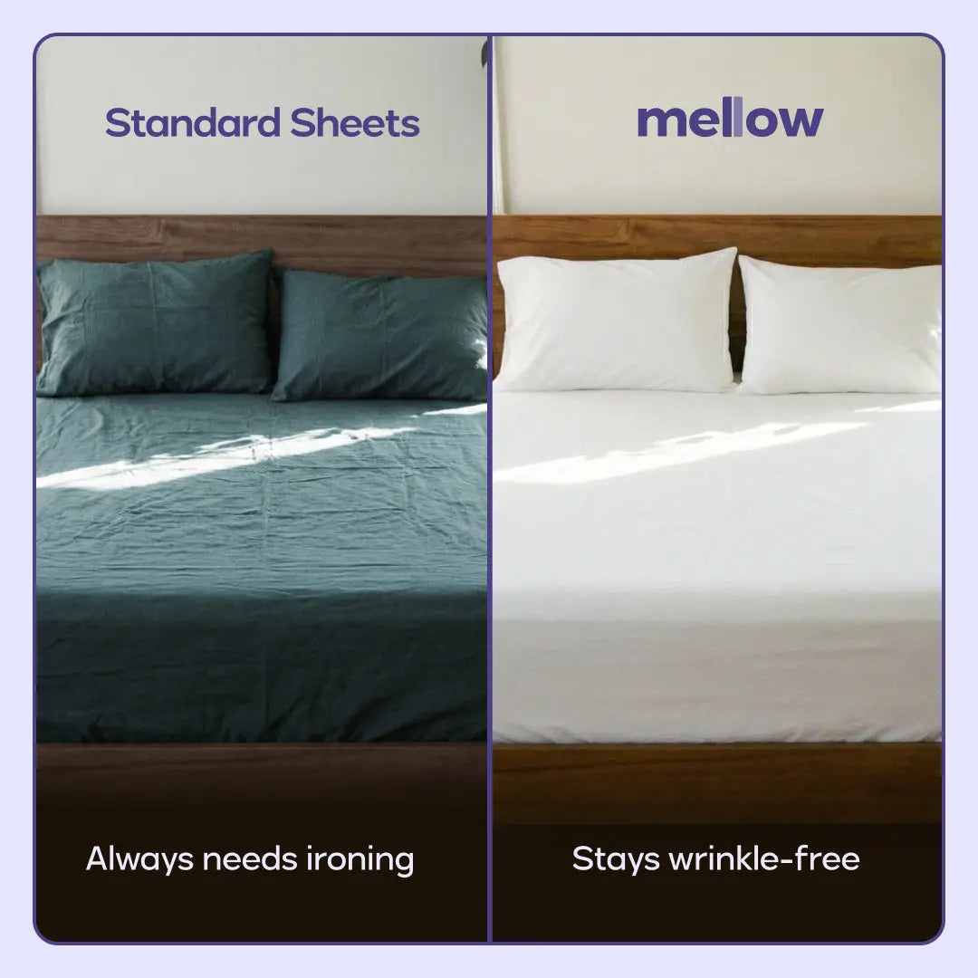Mellow Sleep | Cooling Easyfit Sheet - Silky Soft Breathable Fitted Sheet Stays Wrinkle-Free Trusted by Top Hotels