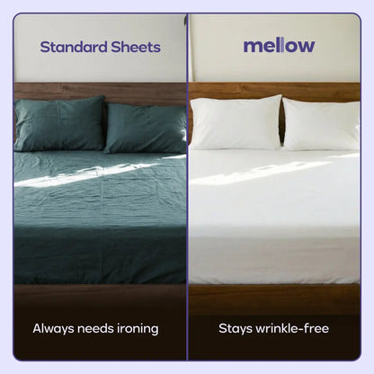 Mellow Sleep | Cooling Easyfit Sheet - Silky Soft Breathable Fitted Sheet Stays Wrinkle-Free Trusted by Top Hotels