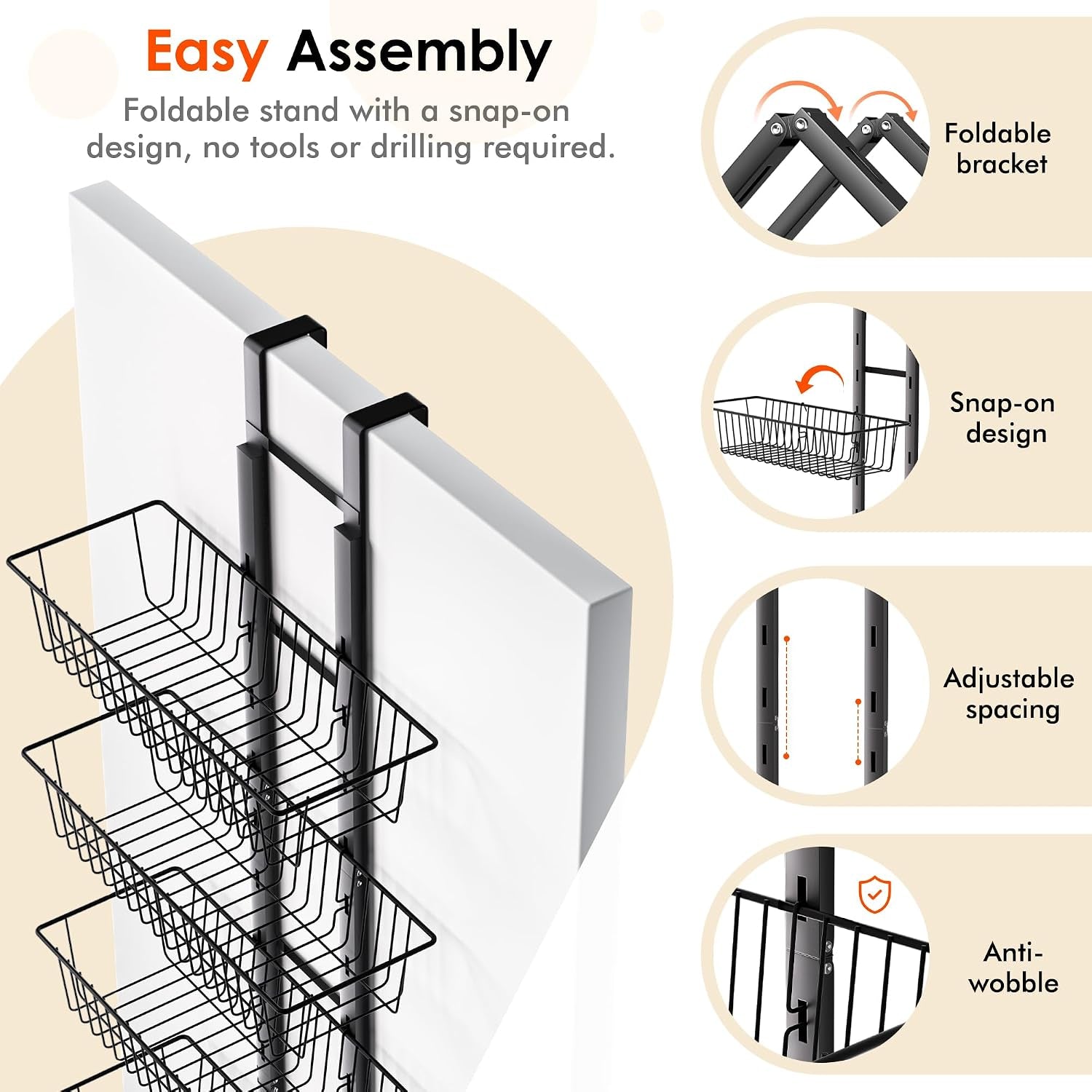 over the Door Pantry Organizer Adjustable, 8 Tiers