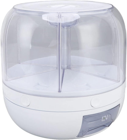 6 Grid Rice & Grain Storage Container, 360° Rotating Dry Food Dispenser Grain Food Storage Box Rice Bucket with Lid Household for Home Kitchen (5Kg)
