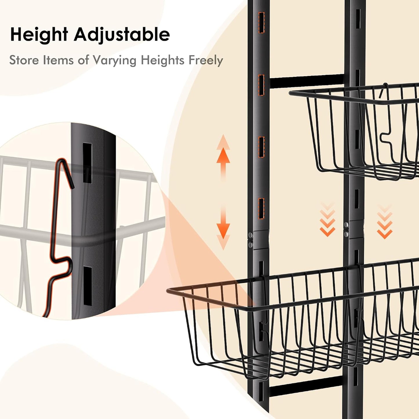 over the Door Pantry Organizer Adjustable, 8 Tiers
