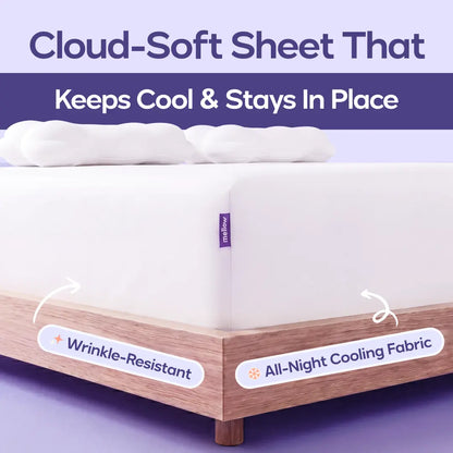 Mellow Sleep | Cooling Easyfit Sheet - Silky Soft Breathable Fitted Sheet Stays Wrinkle-Free Trusted by Top Hotels